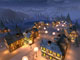 Small winter town at night